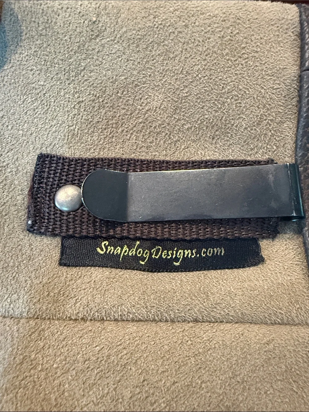 Dog Treat Training Pouch with a waistband clip -Tan with Dark Brown Trim